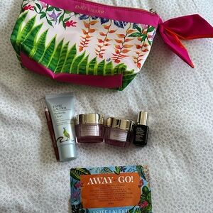 Estee Lauder Floral Cosmetic Bag with Skincare Set